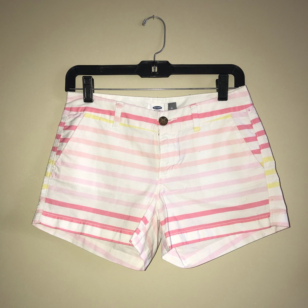 Striped shorts.